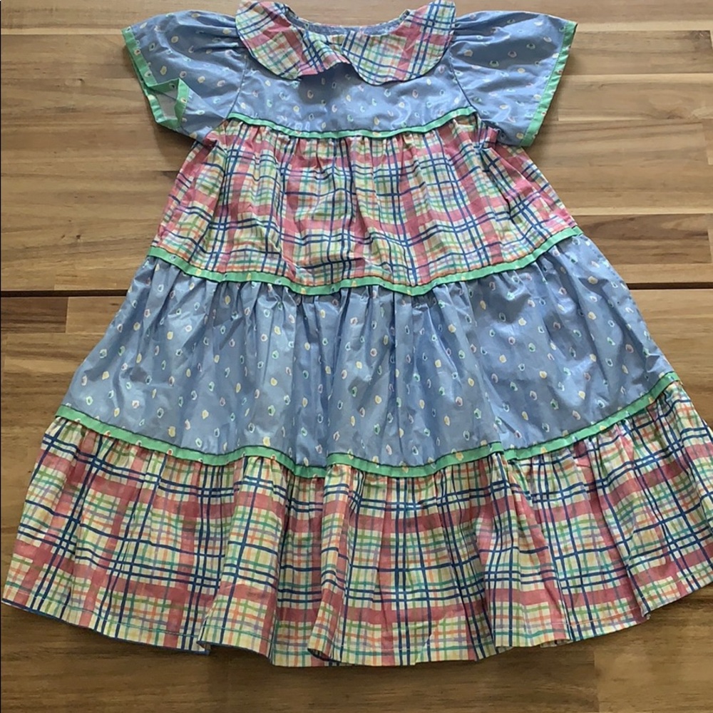 Warm heart pastel plaid & polka dot spring dress